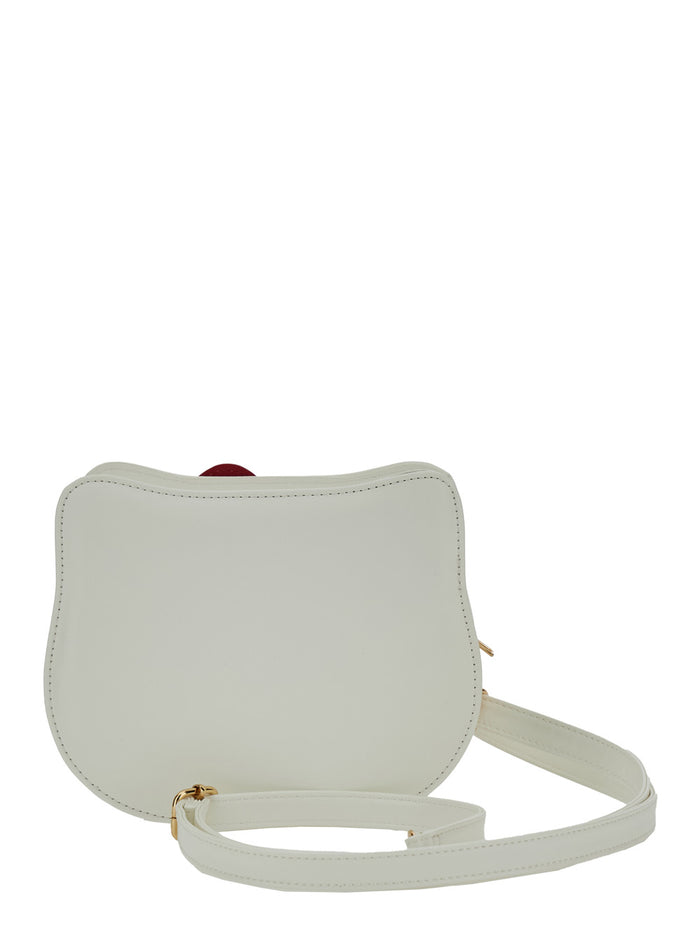 Hello Kitty Crossbody Bag with Silhouette and Adjustable Strap in White Tech Fabric for Girls Polyurethane