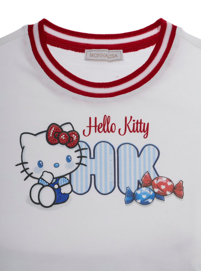 Hello Kitty Multicolor Cotton Top and Skirt Set for Girls Suits