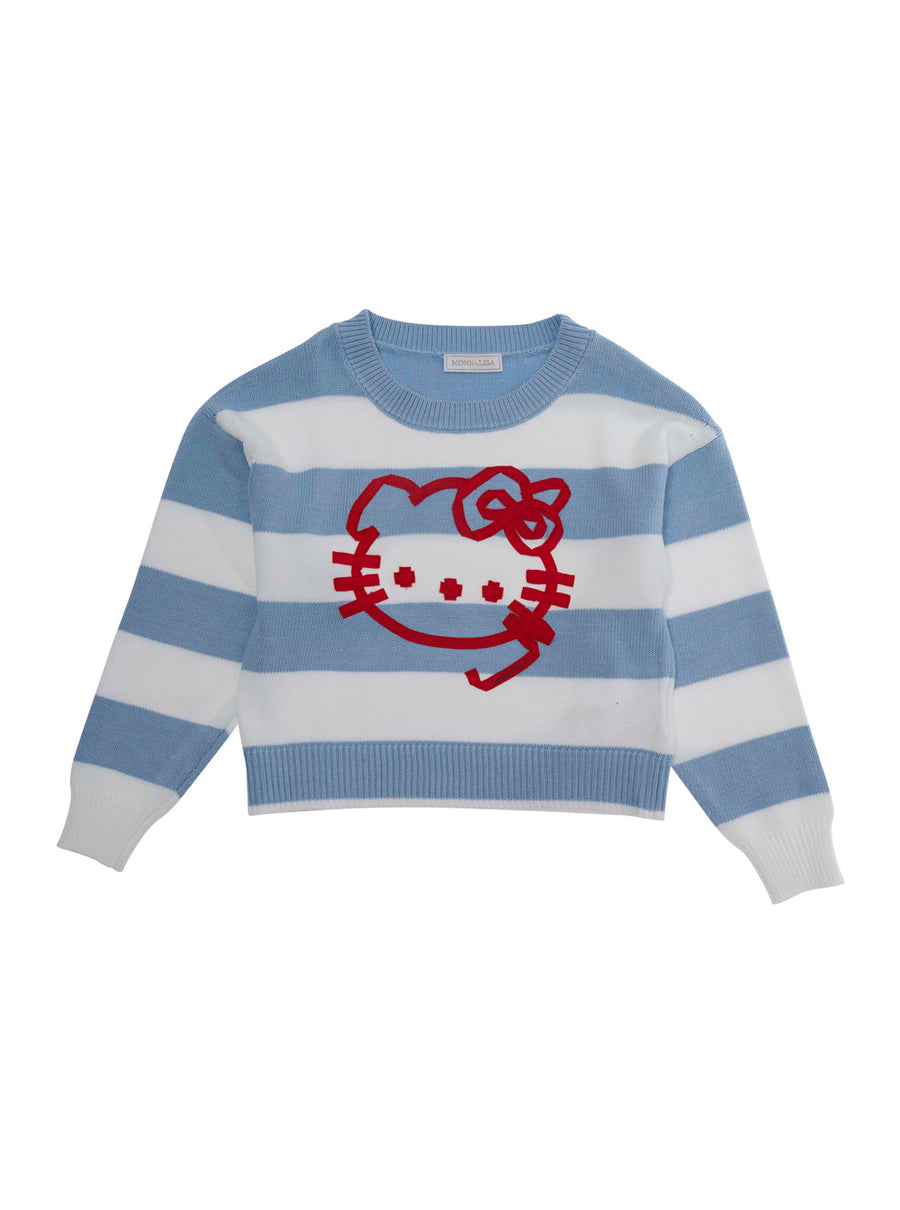 Crew Neck Sweater Hello Kitty Light Blue Viscose Tops