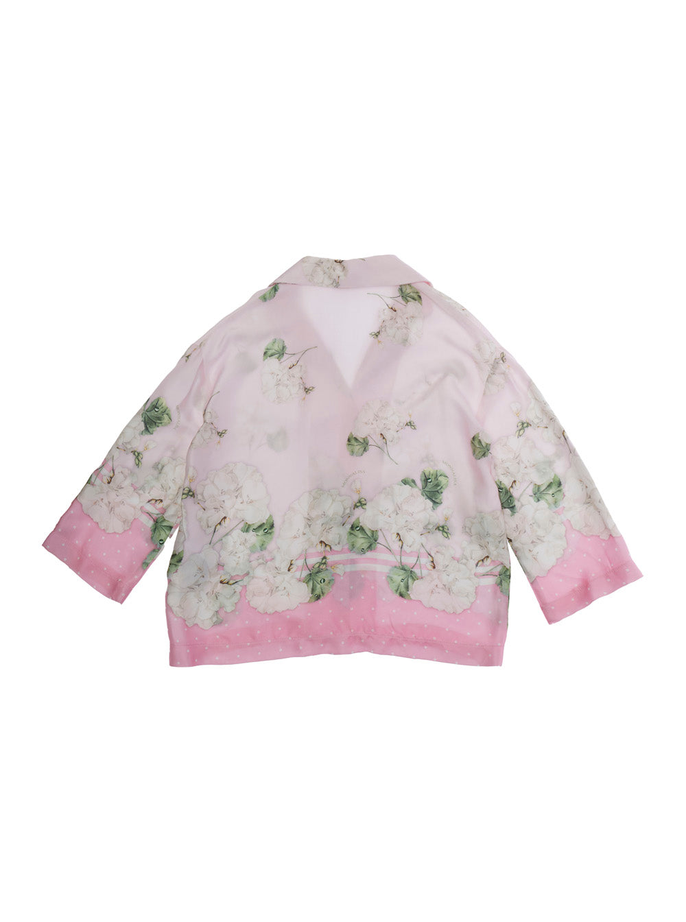 Pink Shirt with Notched Revers and All-over Floral Motif for Girls Viscose Blouses