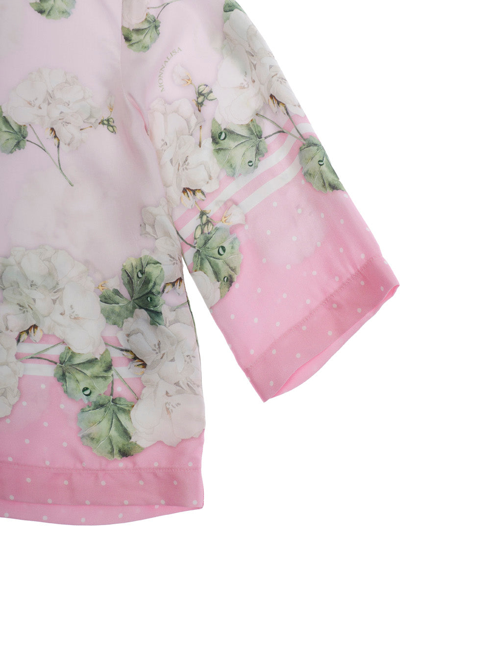 Pink Shirt with Notched Revers and All-over Floral Motif for Girls Viscose Blouses
