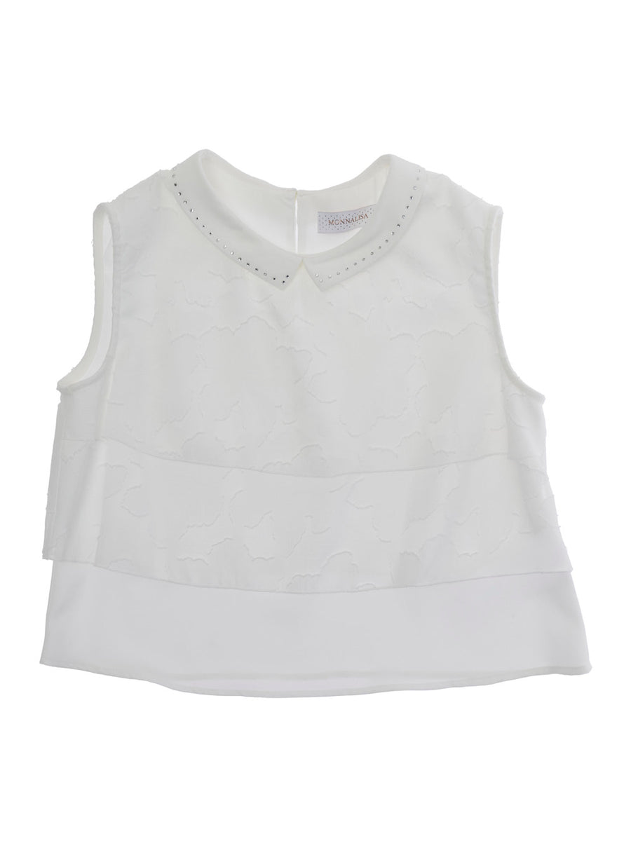 Girls Ruffled Top White Polyester Tops