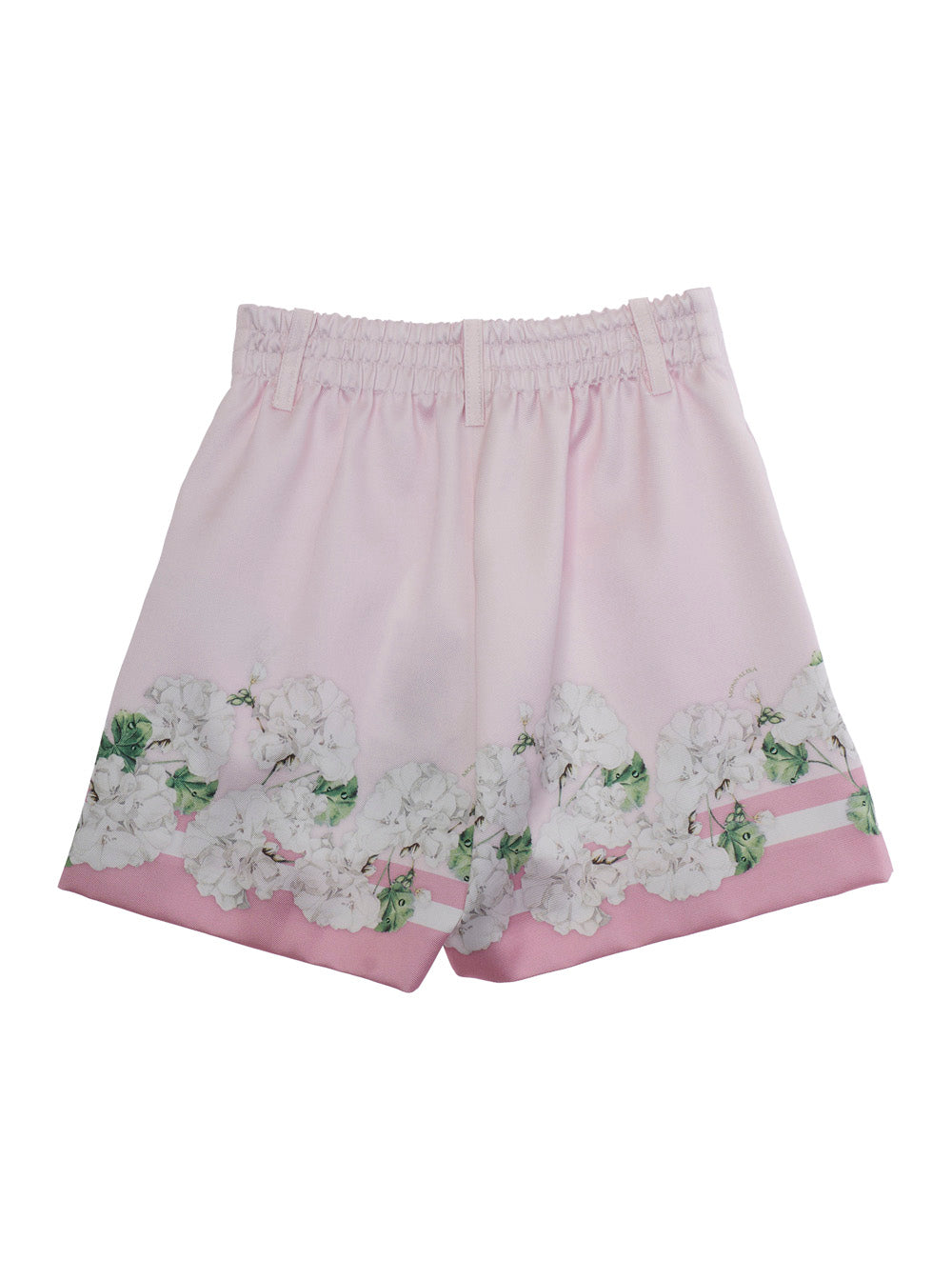 Pink Floral Print Bermuda Shorts with Belt Loops for Girls Polyester And