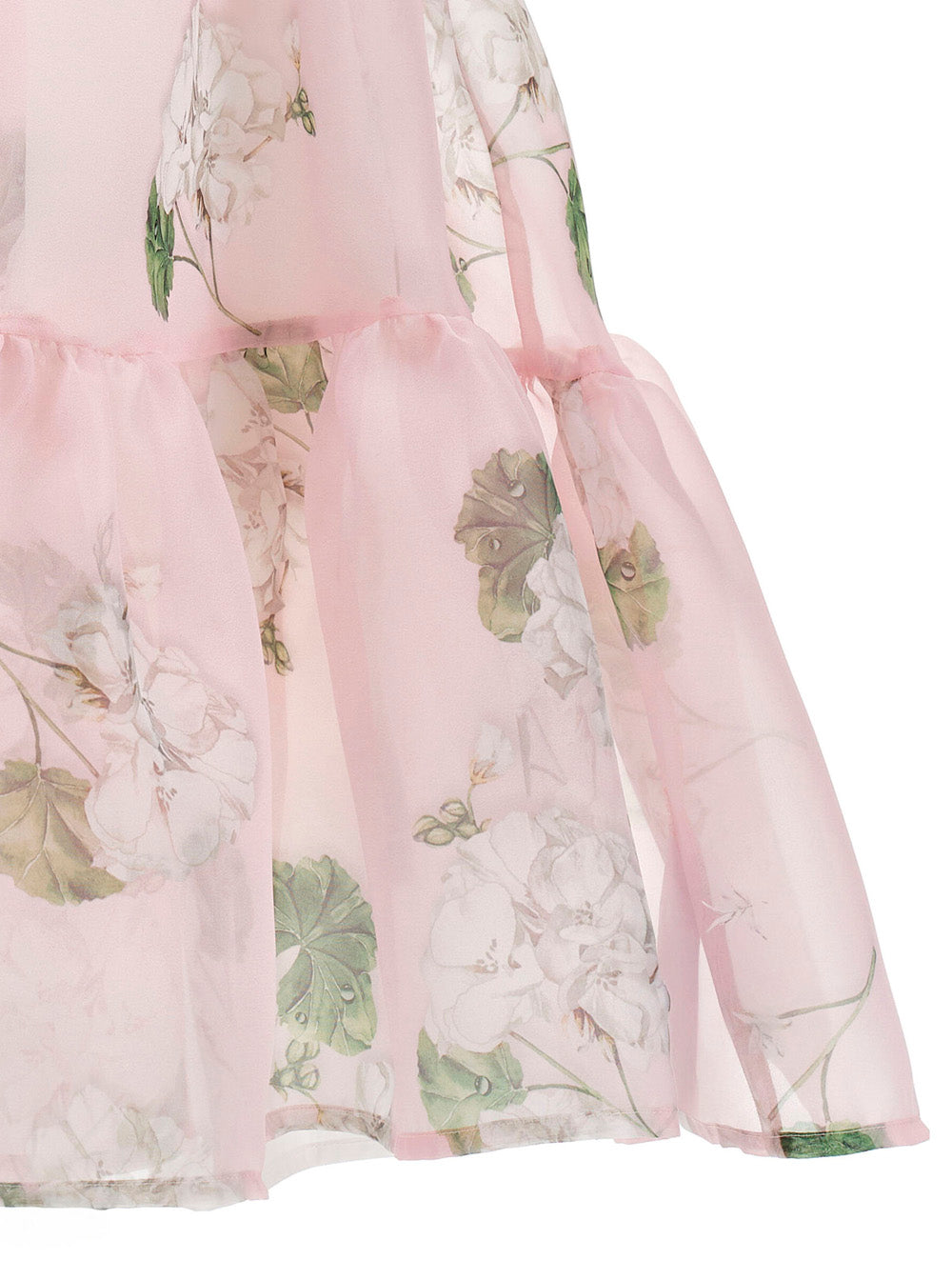 Dress With Semi-Transparent Design And All-Over Floral Motif Pink Cotton For Girls