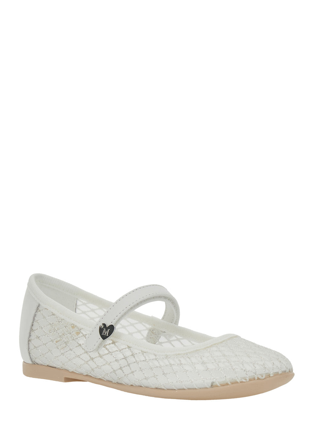 Ballet shoes Net Design with All-Over Glitter Decoration in Ecoleather for Girls White Ballerinas