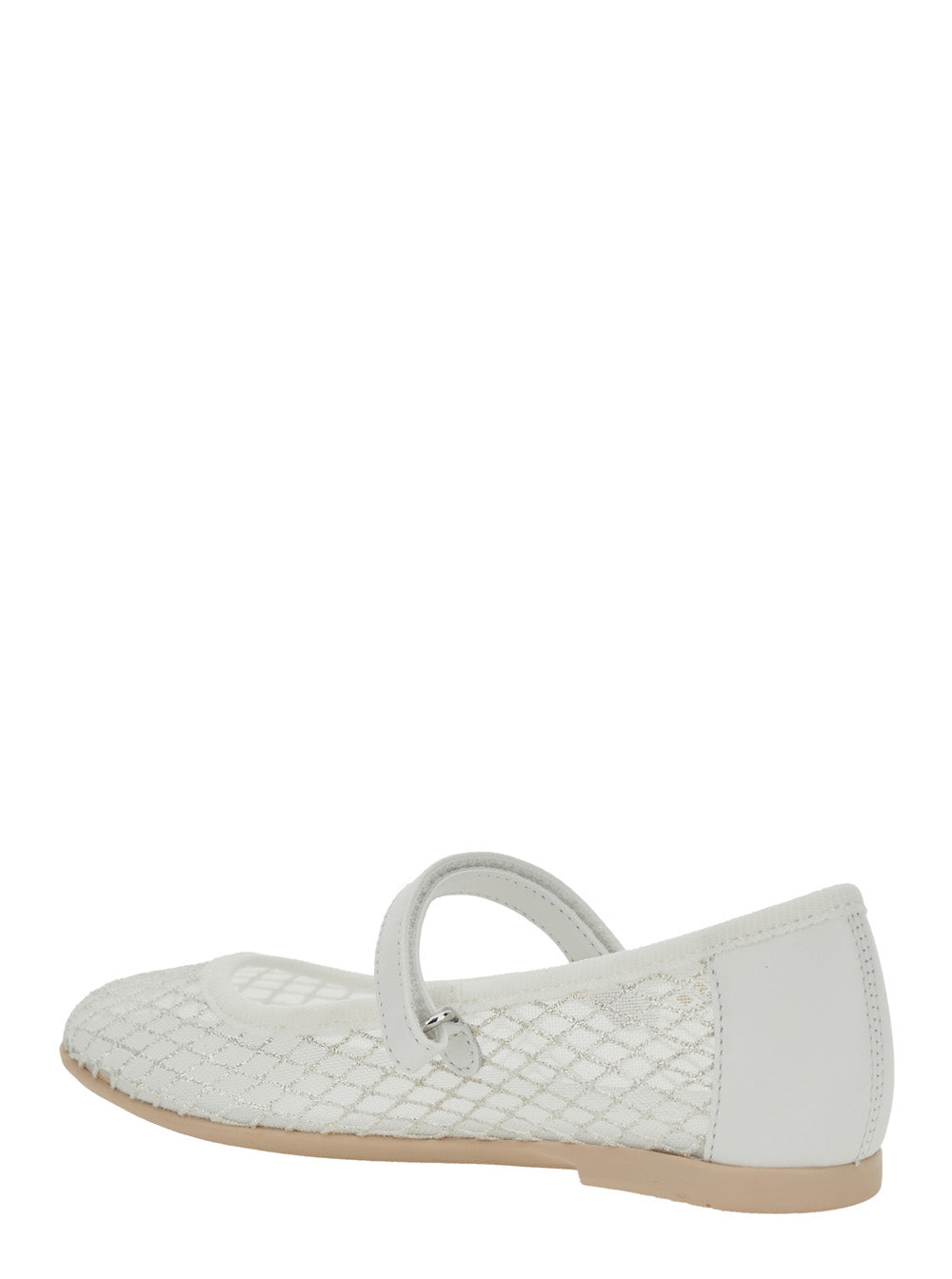 Ballet shoes Net Design with All-Over Glitter Decoration in Ecoleather for Girls White Ballerinas