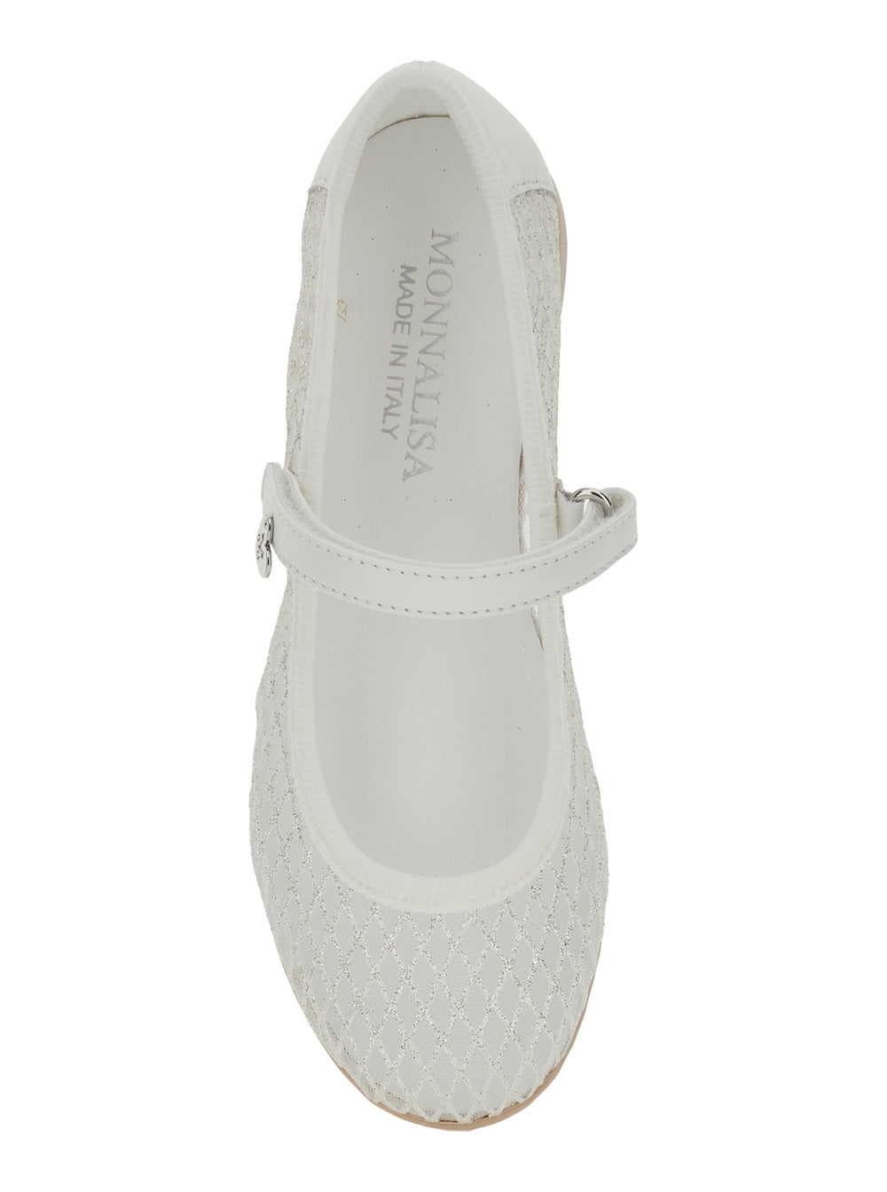 Ballet shoes Net Design with All-Over Glitter Decoration in Ecoleather for Girls White Ballerinas