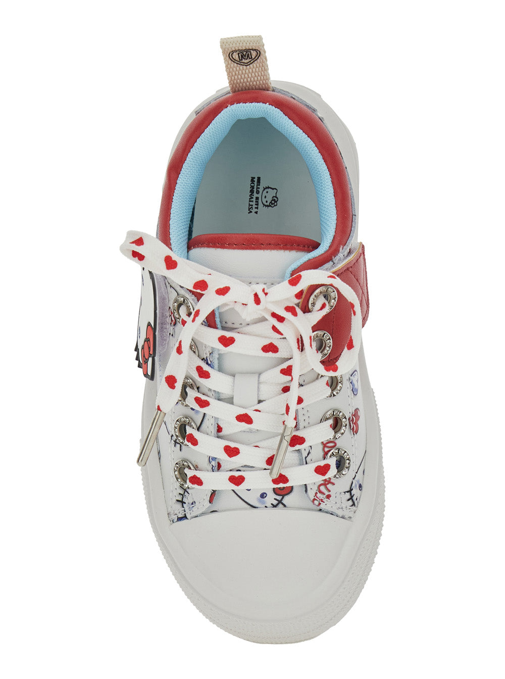 Low Top Hello Kitty Sneakers With Patch And All-Over Decoration White Leather For Girls
