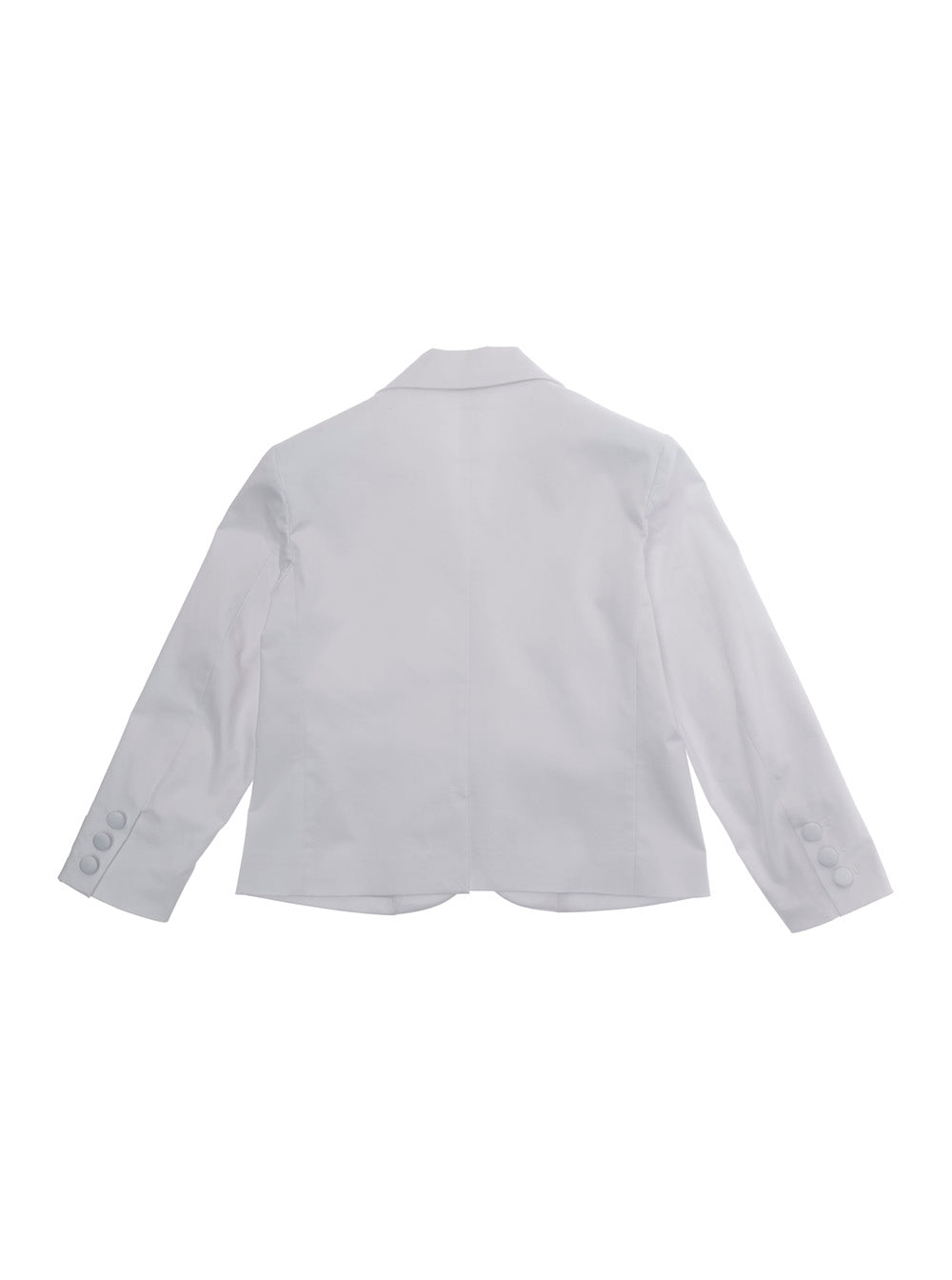 White Jacket with Classic Lapels and Logo Patch on the Sleeve in Cotton Girl Elastane Blazers
