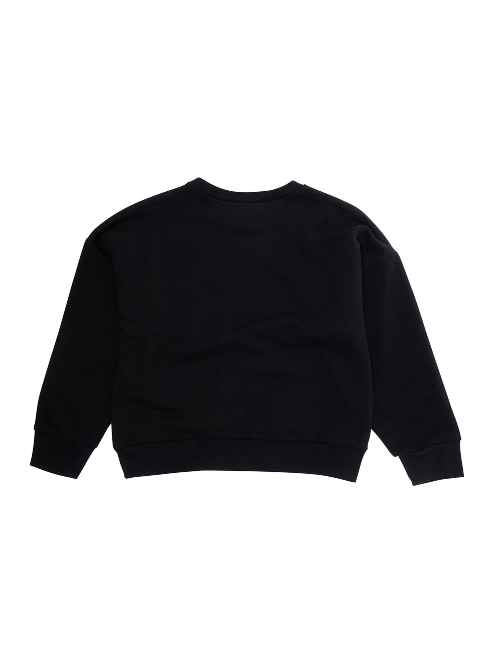 Black Cotton Crewneck Sweatshirt with Maxi Logo for Girls Sweatshirts