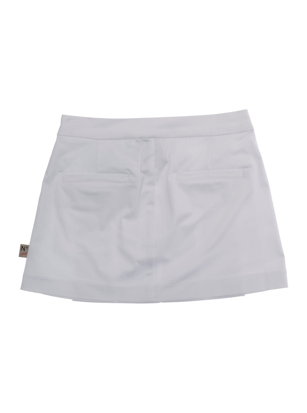 White Skirt with Pleated Details and Side Logo Patch for Girls Cotton Elastane