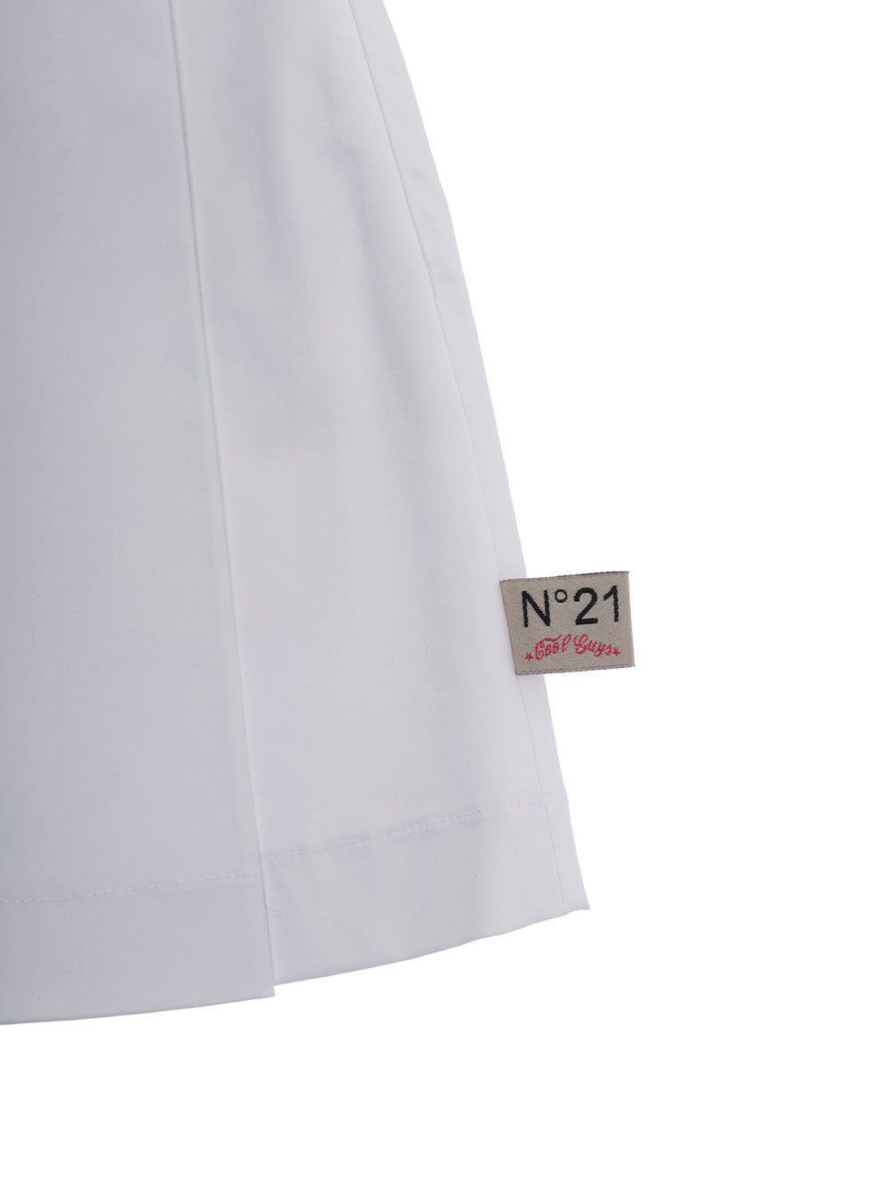 White Skirt with Pleated Details and Side Logo Patch for Girls Cotton Elastane
