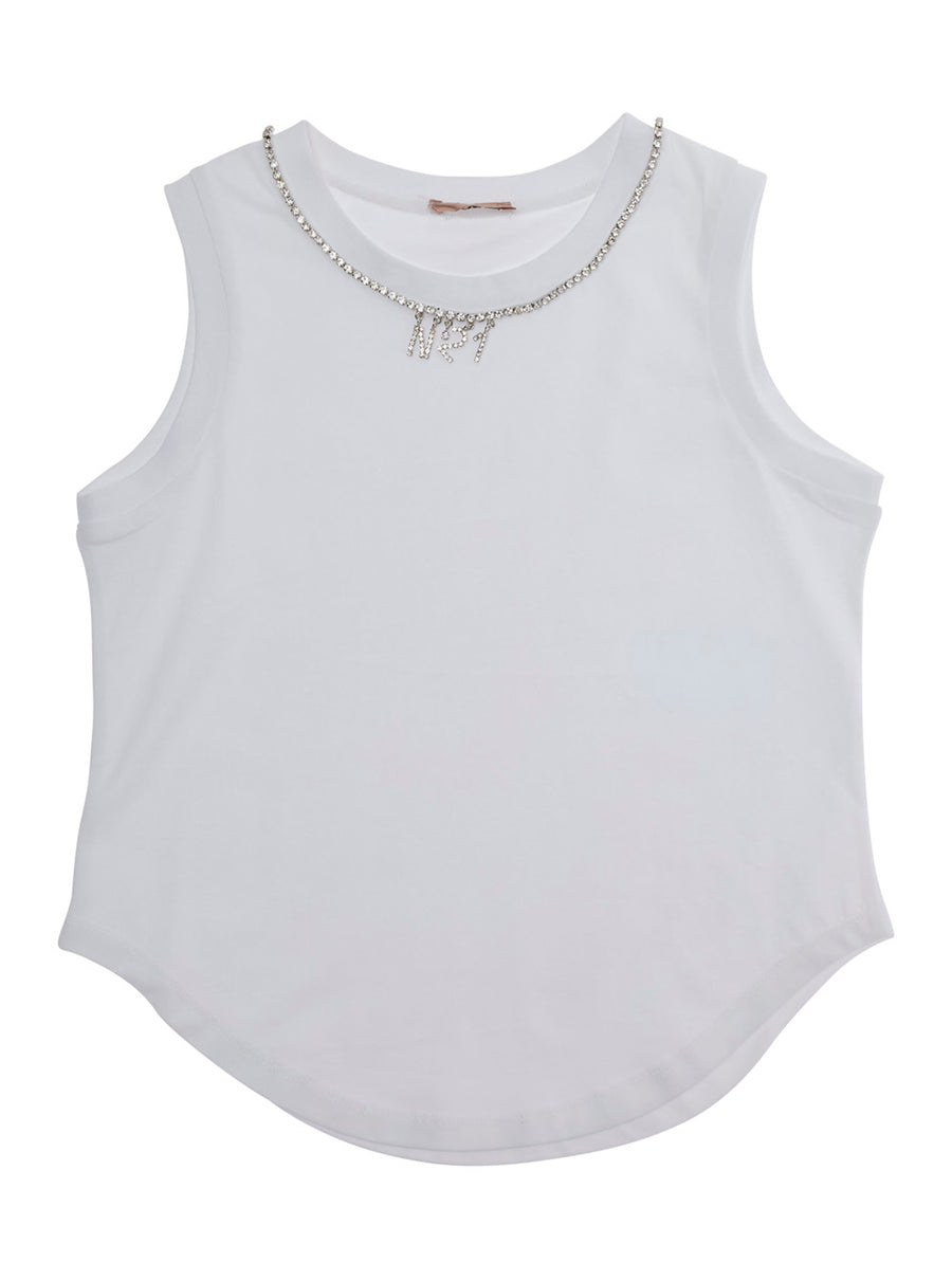 Sleeveless Top White Cotton Tops