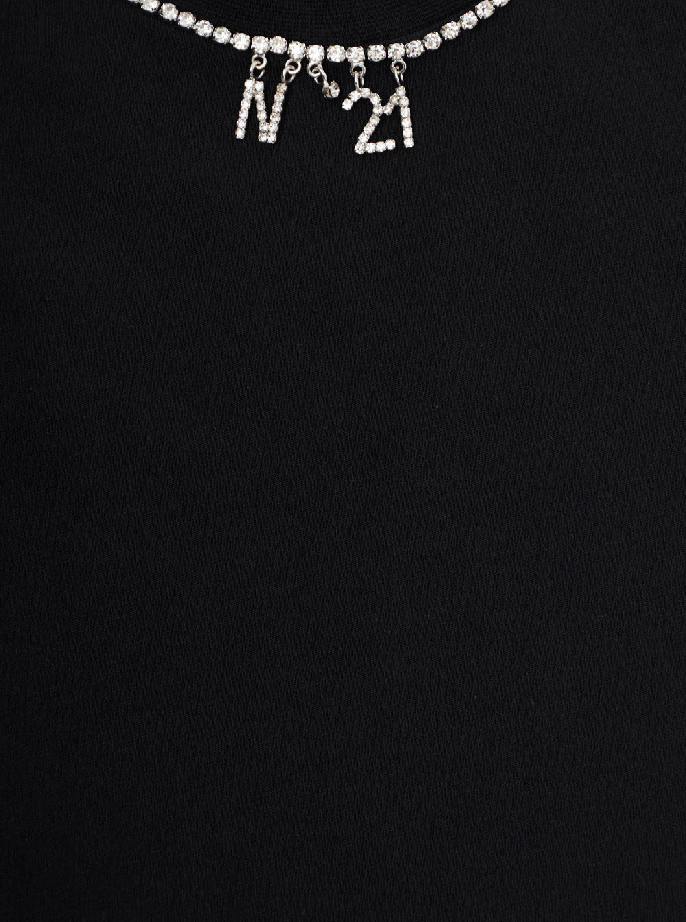 Sleeveless Top with Logo Detail on the Front and Curved Hem in Black Cotton for Girls Tops