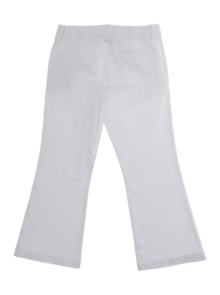White Pants with Semi-Elastic Waist and Logo Patch on the Front for Girls Cotton Elastane Trousers