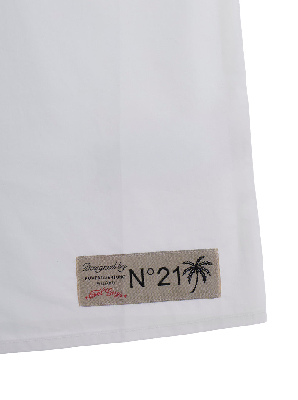 Sleeveless Vest N21 with Pointed Collar Jewel Button and Logo Patch on Front in White Cotton for Girls Blazers