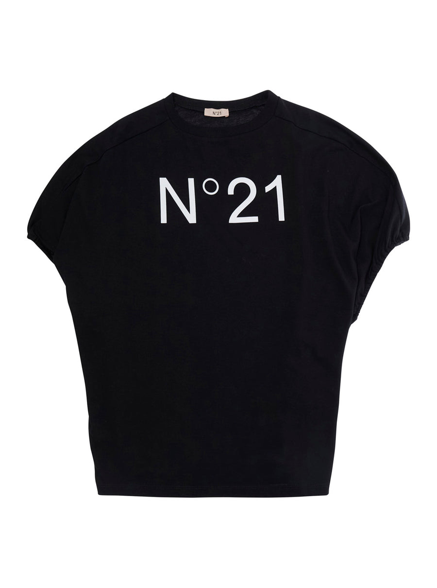 T-Shirt With Maxi Logo, Black Cotton T-shirts