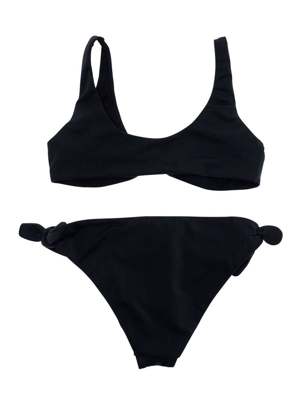 One-Piece Swimsuit Black with Contrast Details in Nylon for Women Elastane Beachwear