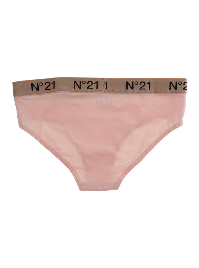 Set of Two N°21 Briefs with Logo Lettering on the Waist in Stretch Cotton Multicolor for Girls Elastane Underwear