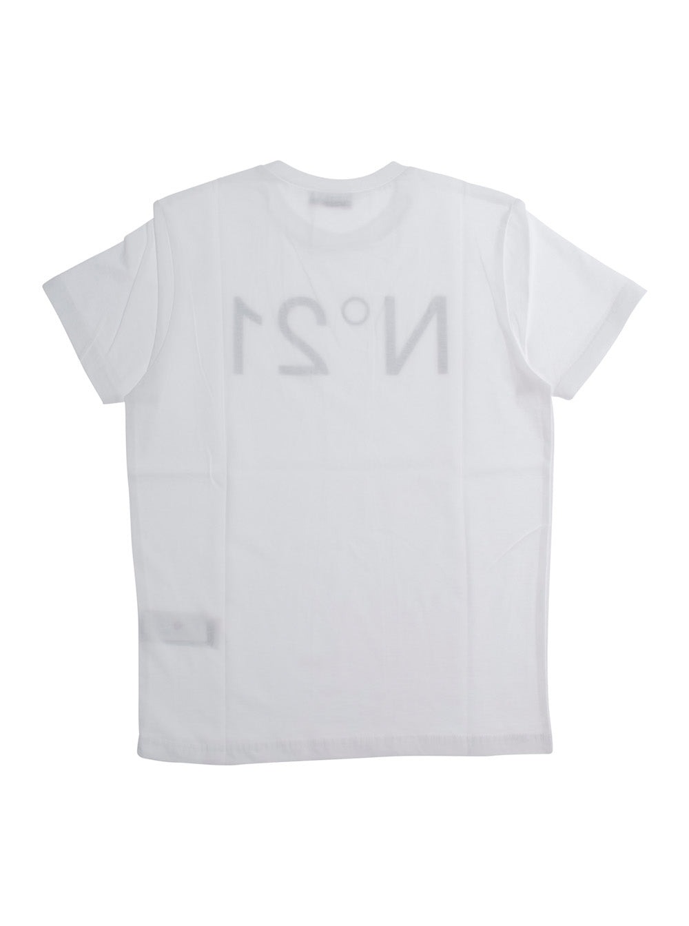 T-Shirt N°21 Crew Neck with Maxi Logo Print on Front in White Cotton for Girls Tshirts And Polo Shirts