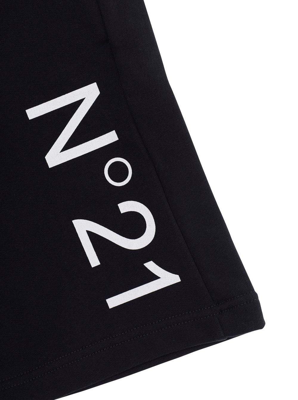 Black Cotton Bermuda Shorts with Elastic Waist and Drawstring Logo Print on the Front for Kids