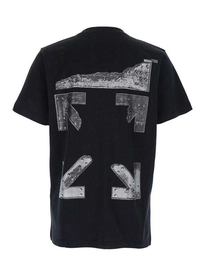 Black T-shirt with Logo on Front and Back for Men Cotton Tshirts Polo Shirts