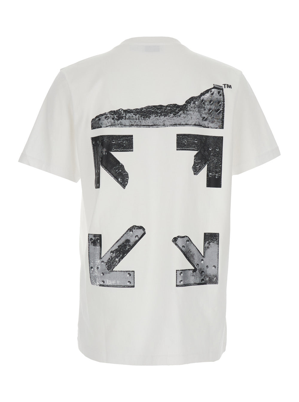 White Cotton Crew Neck T-shirt with Front and Back Logo for Men Tshirts Polo Shirts