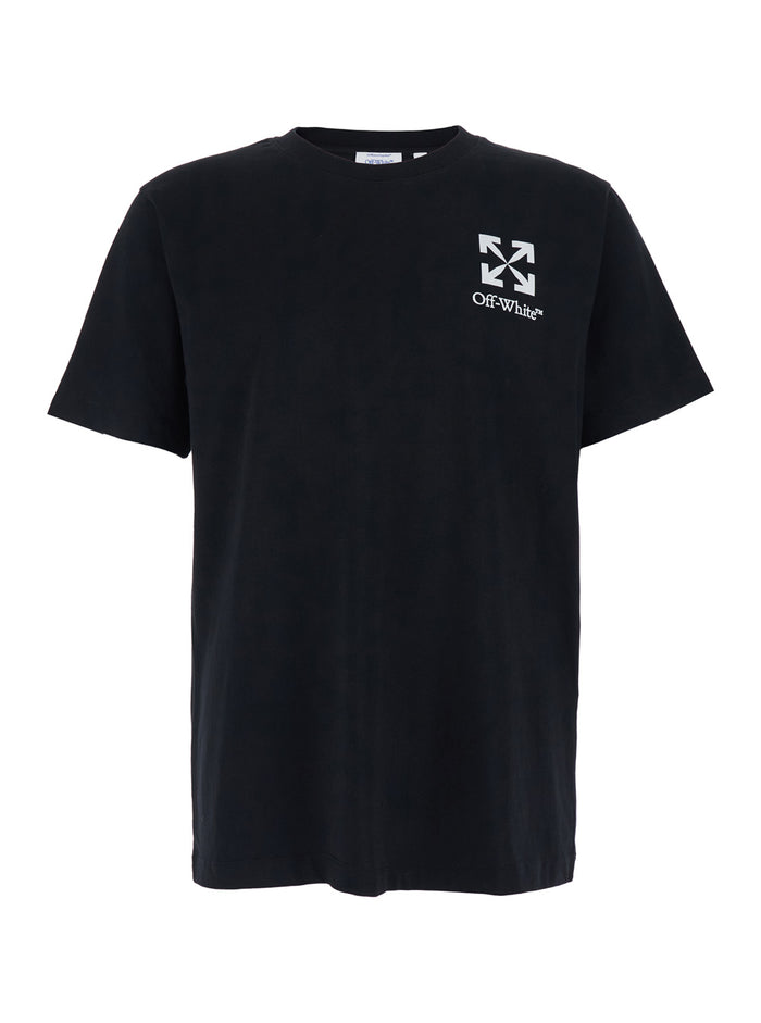 Mens Black Cotton Crew Neck T-shirt with Front Logo Tshirts And Polo Shirts