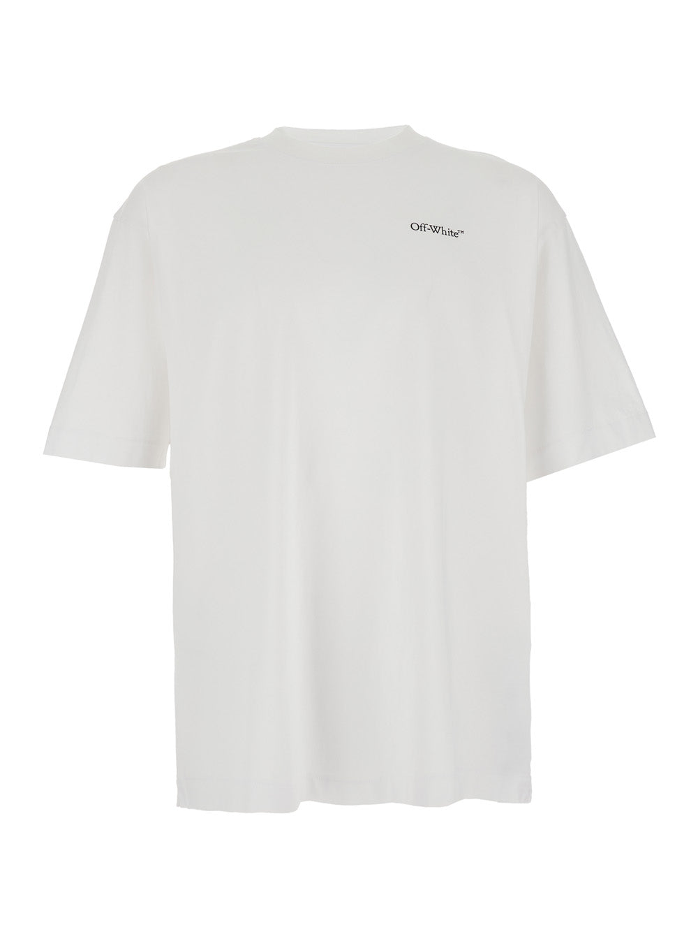 White Crew Neck T-Shirt with Logo on Front and Back for Men Cotton Tshirts Polo Shirts