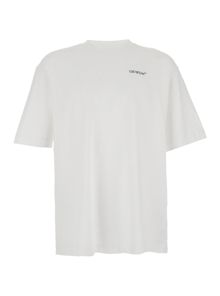White Crew Neck T-Shirt with Logo on Front and Back for Men Cotton Tshirts Polo Shirts