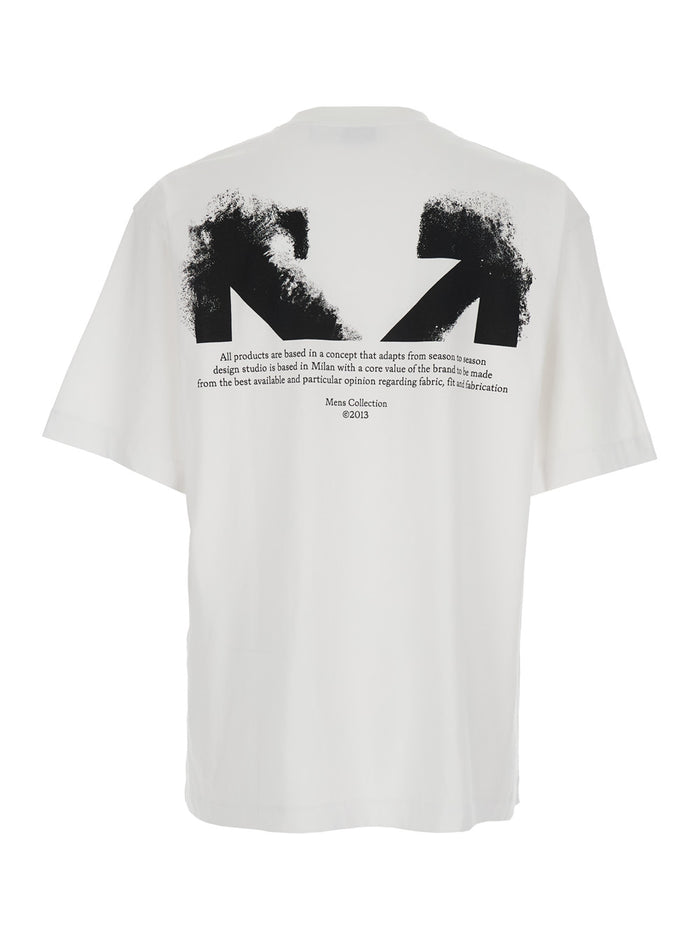 White Crew Neck T-Shirt with Logo on Front and Back for Men Cotton Tshirts Polo Shirts