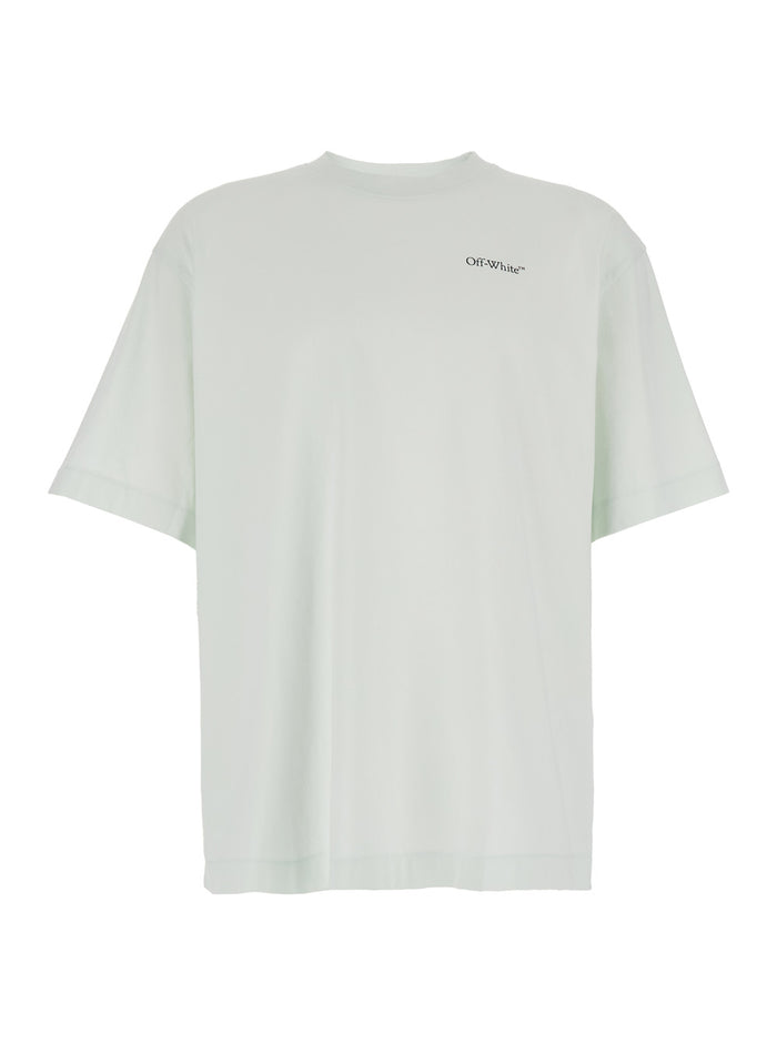 Light Green OFF-WHITE T-shirt with Logo on Front and Back for Men Cotton Tshirts Polo Shirts