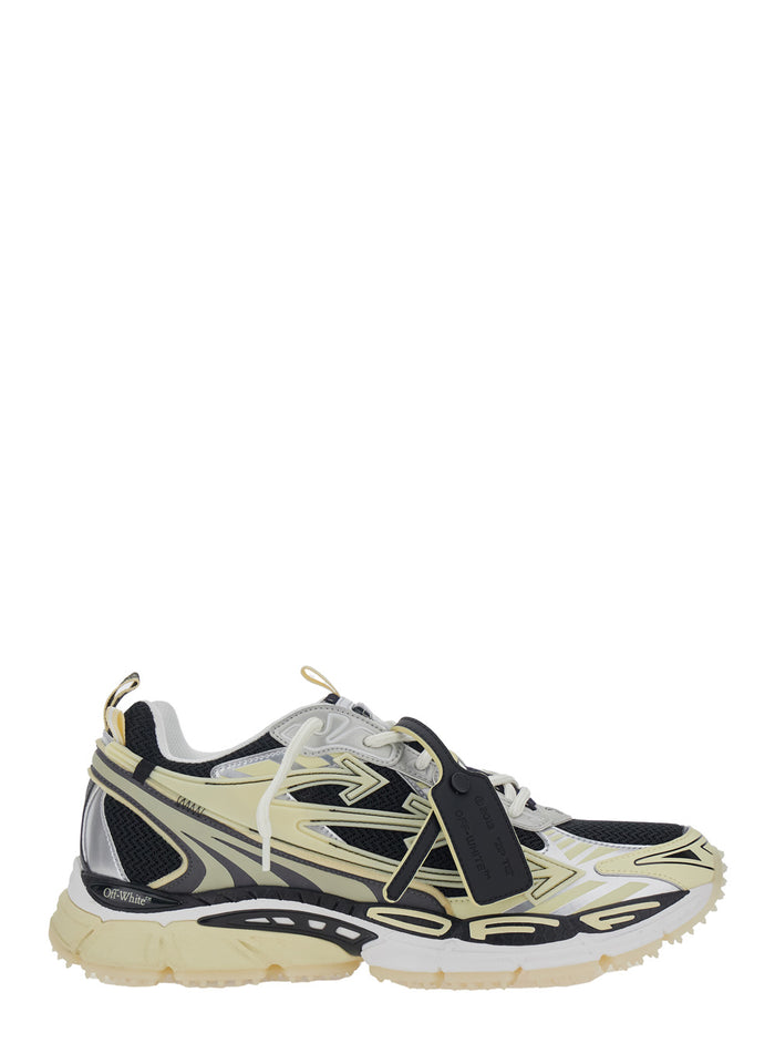 Ow Be Right Grey Low Sneakers With Zip-Tie Mesh And Leather For Men Beige
