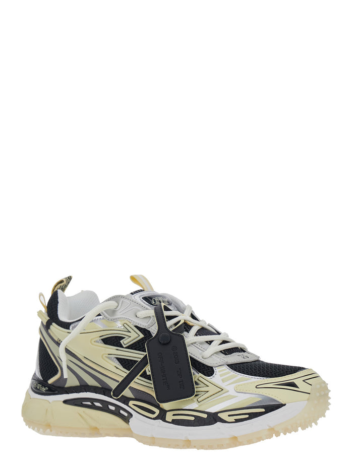 Ow Be Right Grey Low Sneakers With Zip-Tie Mesh And Leather For Men Beige