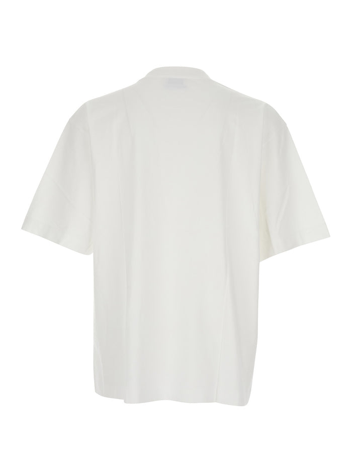 Oversized Logo T-Shirt with Contrast Lettering Print in White Cotton for Men Tshirts And Polo Shirts