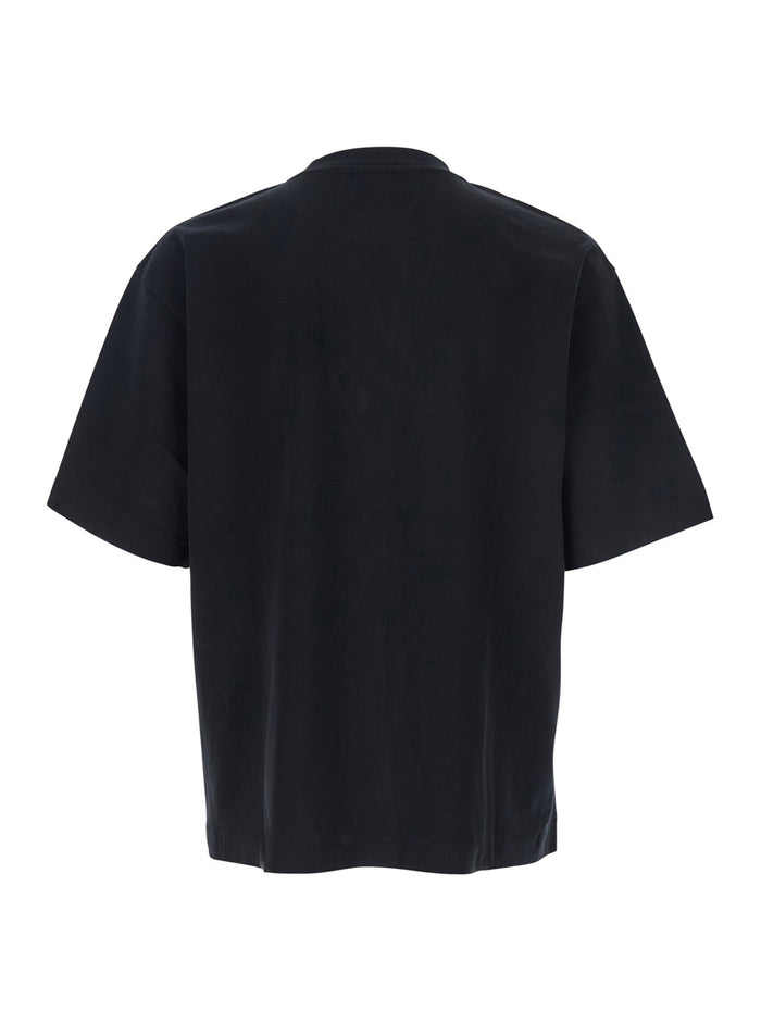 Mens Oversized Logo T-Shirt with Contrast Print in Black Cotton Tshirts And Polo Shirts
