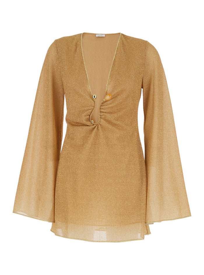 LUMIERE STONES Kaftan Metallic with Rhinestone Details - Tech Fabric Women Beachwear