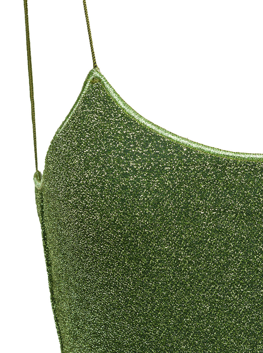 One-Piece Swimsuit Lumière Maillot with Deep Back Neckline in Green Lurex for Women Beachwear