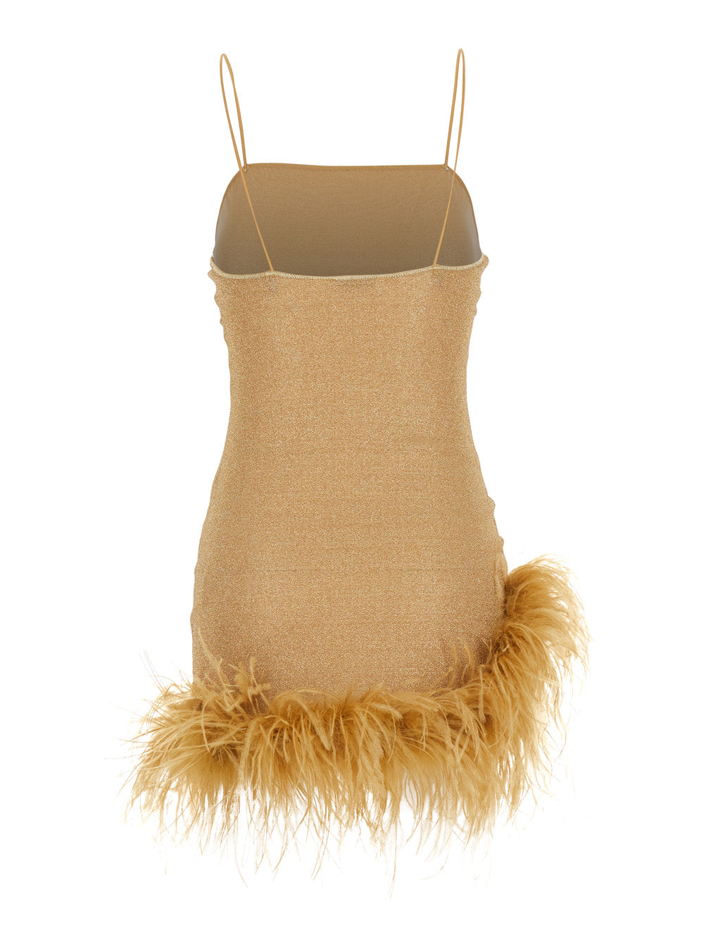 Mini Dress Lumiere Shade Plumage with Gold Details in Tech Fabric Women Metallic