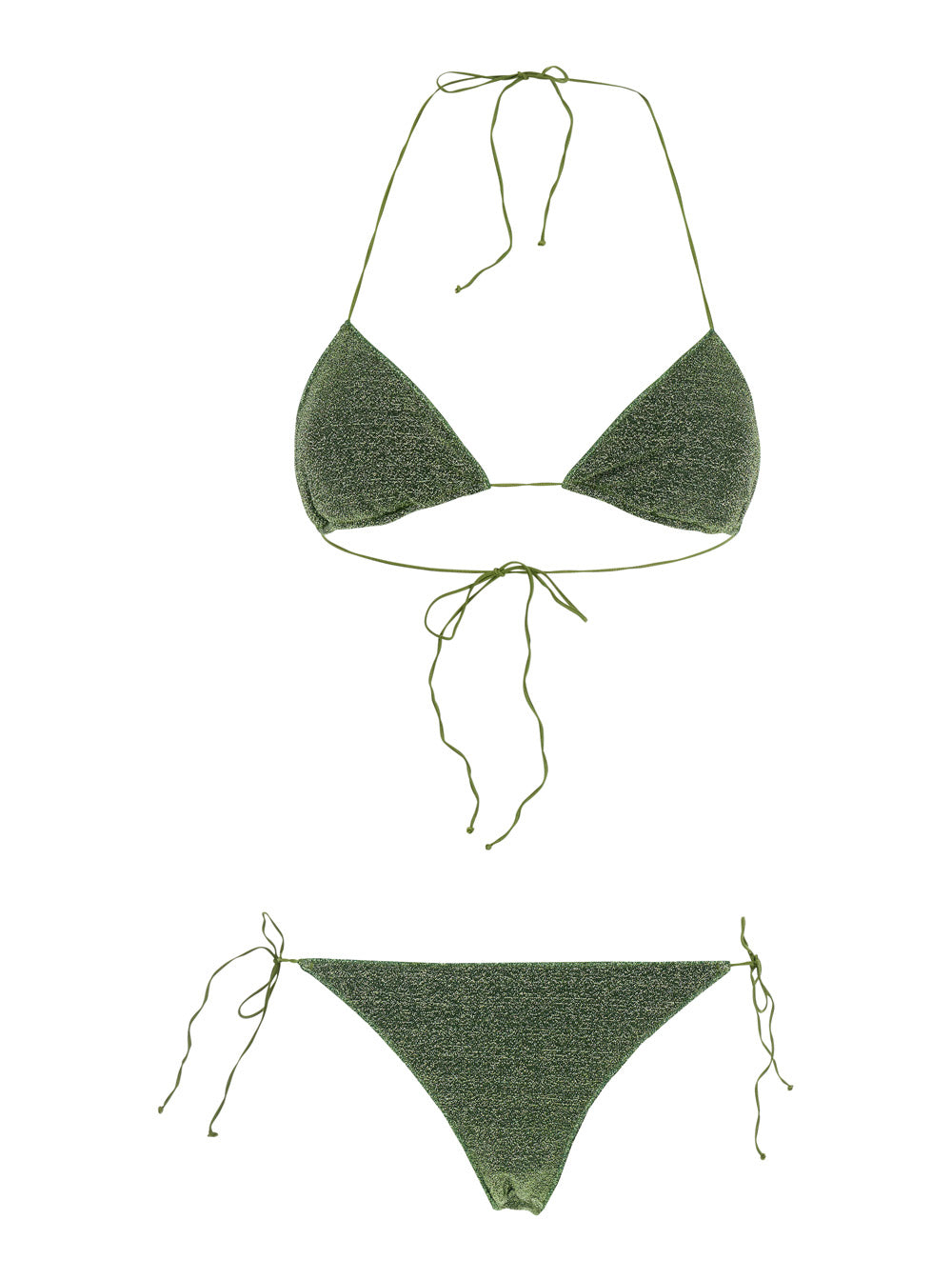 LUMIERE Green Bikini with Cut-Out Details in Tech Fabric for Women Beachwear