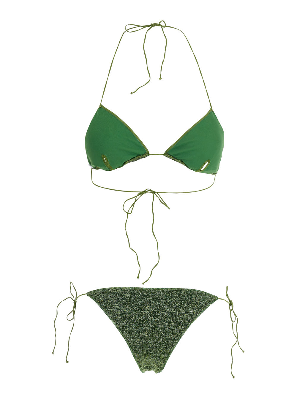 LUMIERE Green Bikini with Cut-Out Details in Tech Fabric for Women Beachwear