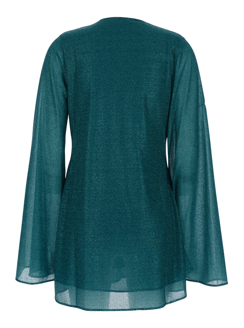 Lumière Blue Caftan with V-Neck and Metal Ring in Womens Fabric Blu Beachwear