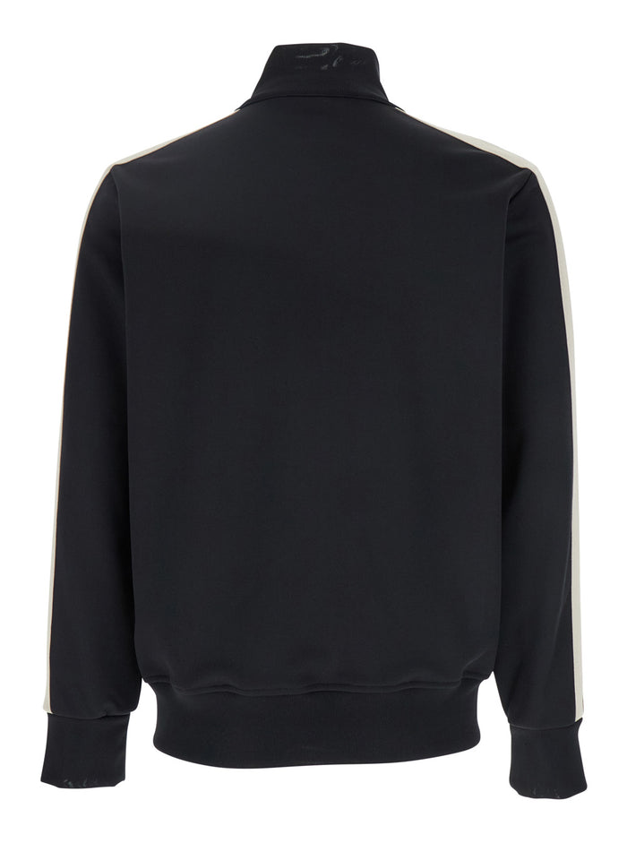 Mens Black Classic Logo Sweatshirt with Printed on Front in Tech Fabric Polyester Sweatshirts
