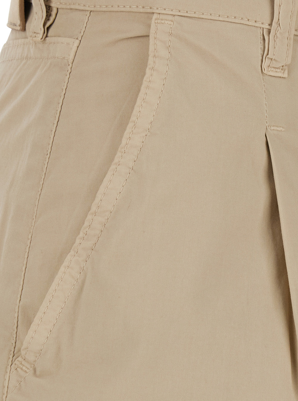 Beige Poppy Pants With Wide Leg And Front Pleats In Stretch Cotton For Women Trousers