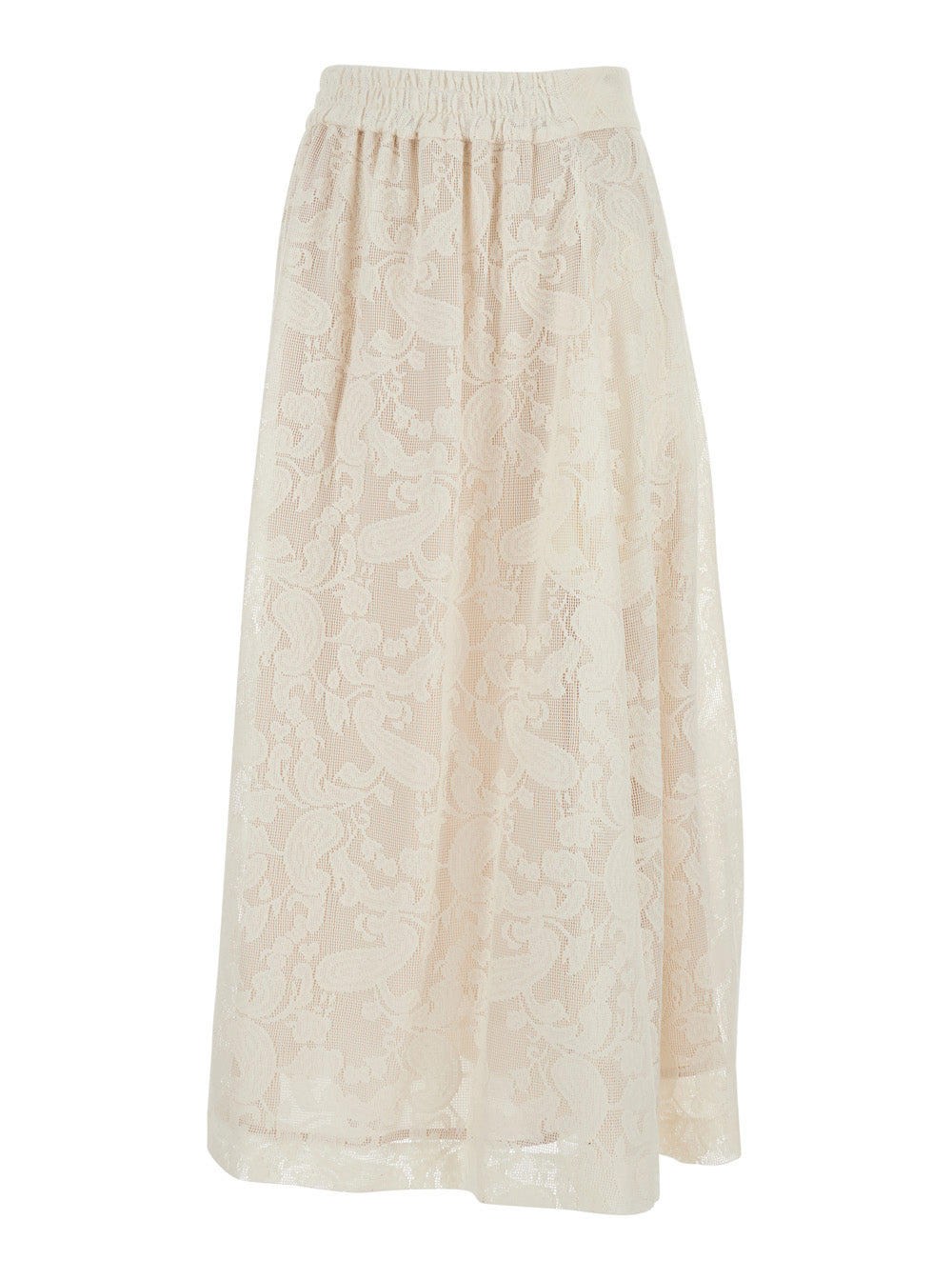 White DORIS LACE COTTON SKIRT with details - Women Polyamide