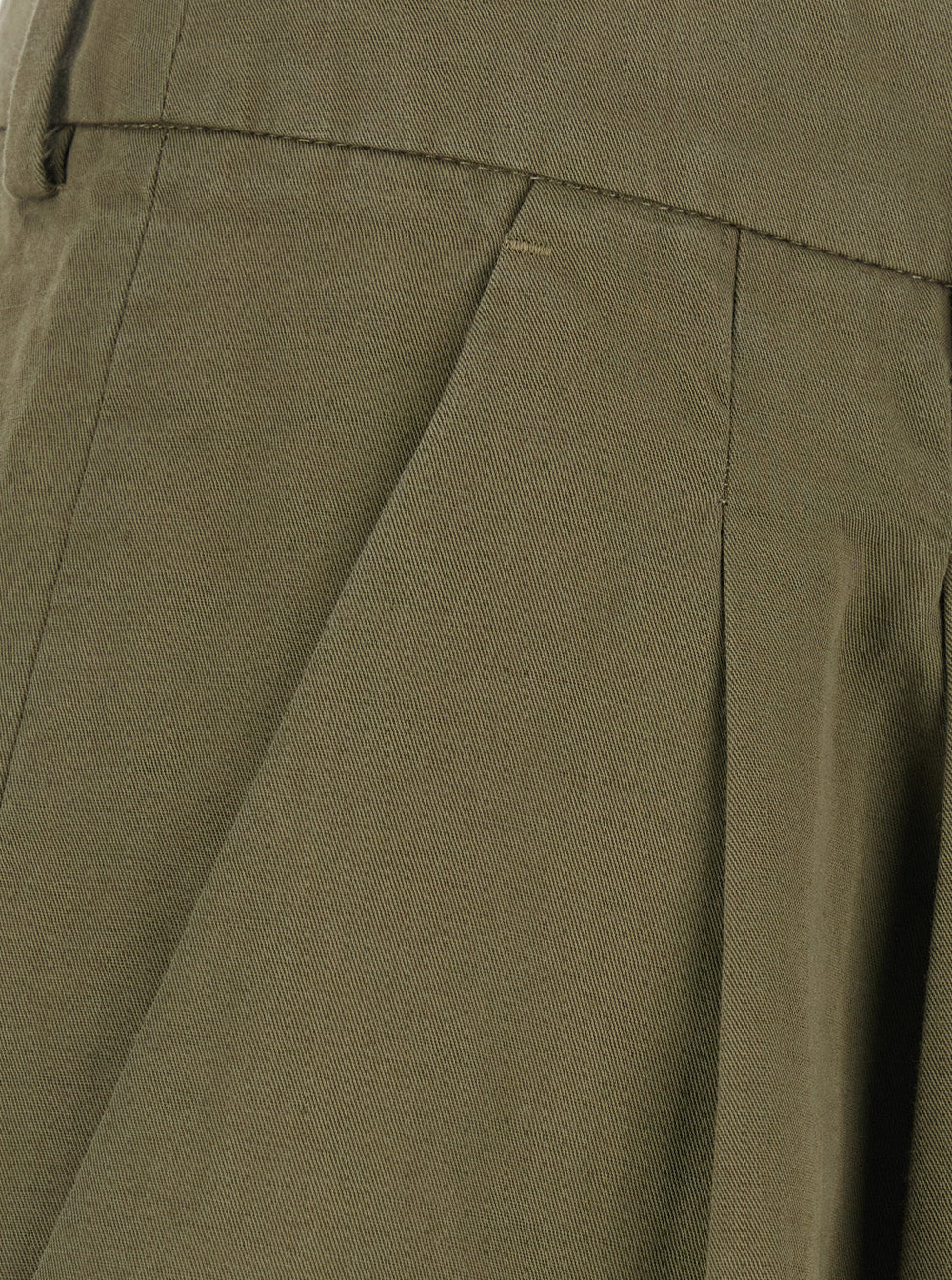 Green Wide-Leg Pants With Front Pleats In Cotton And Linen Blend For Women Trousers