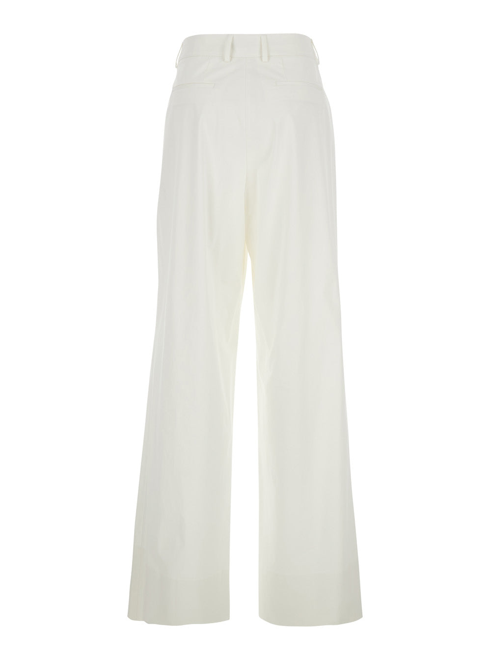 Frankie Pants with Belt Loops and Two Back Pockets in White Stretch Cotton for Women Elastane Trousers