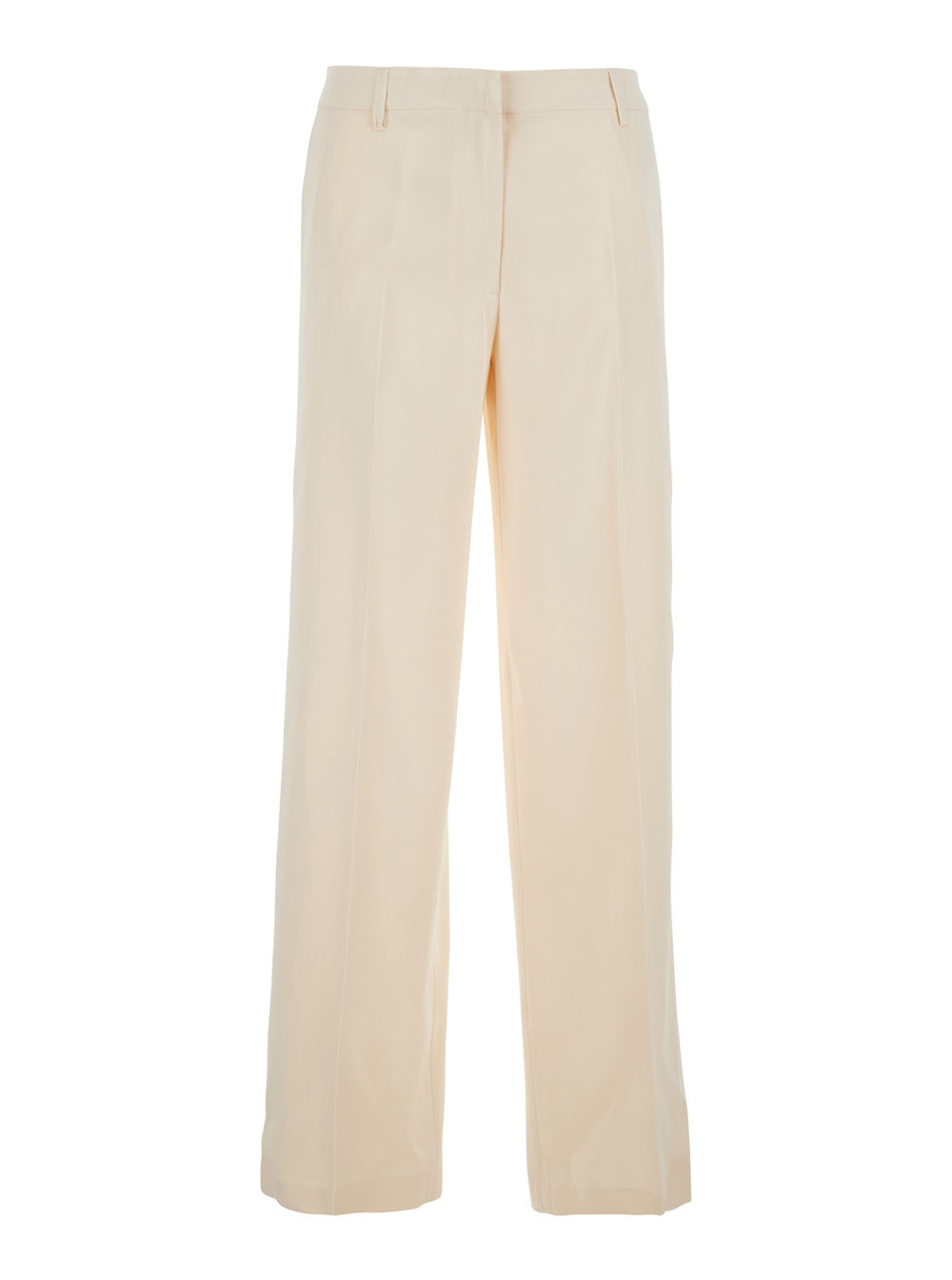 Francoise Pants with Belt Loops in Cotton Blend Beige Women Viscose Trousers