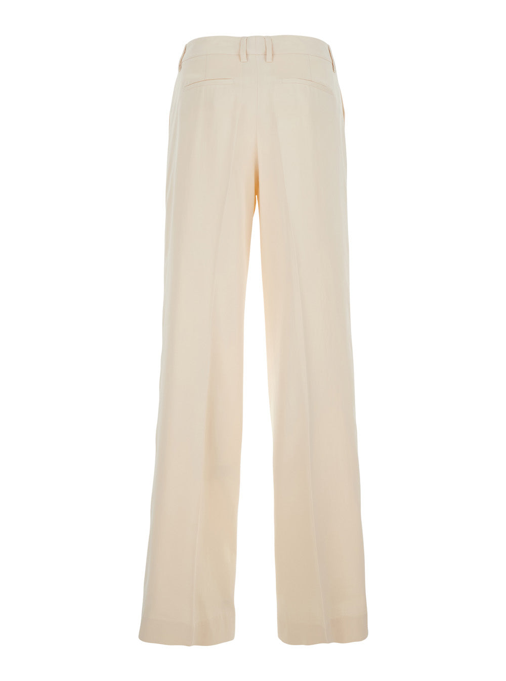 Francoise Pants with Belt Loops in Cotton Blend Beige Women Viscose Trousers