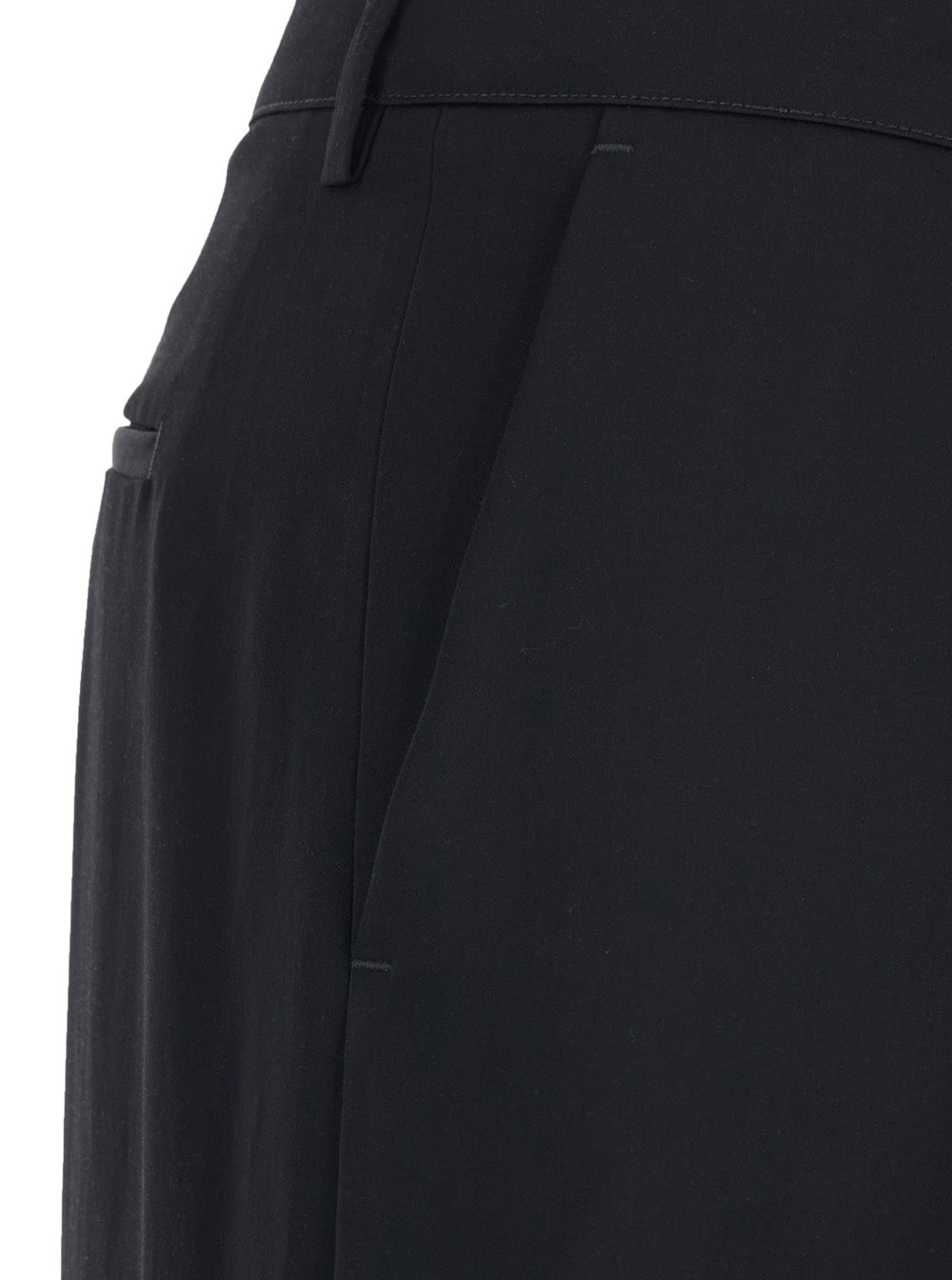 Francoise Pants with Belt Loops in Black Cotton Blend for Women Viscose Trousers
